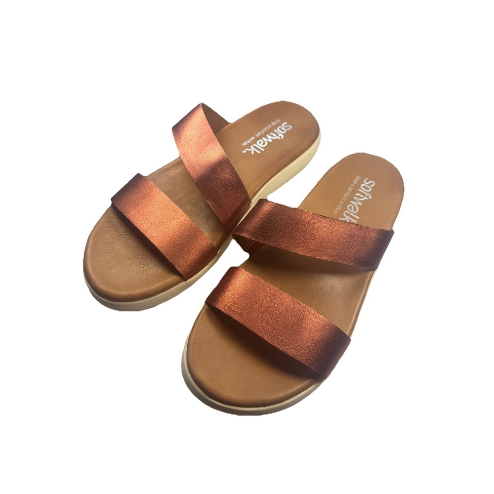 Softwalk Leather Jenna Slip On Comfort Sandals Women's Size 9M Copper